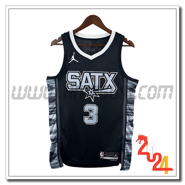 Maglia San Antonio Spurs (PAUL #3) 2024/25 Nero/Grigio