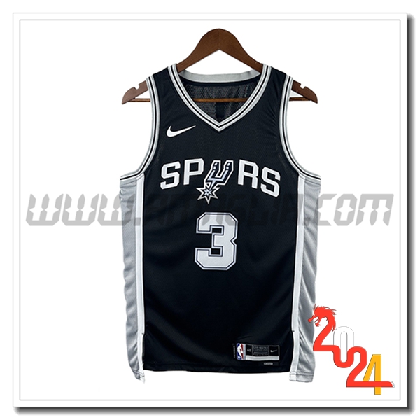 Maglia San Antonio Spurs (PAUL #3) 2024/25 Nero/Grigio/Bianco