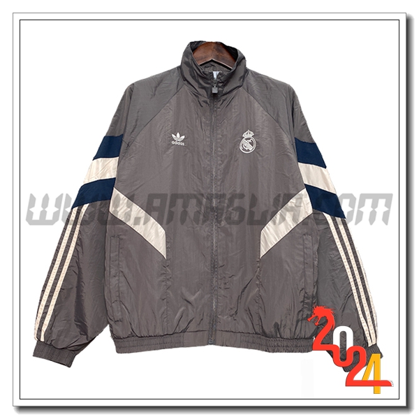 Giacca A Vento Real Madrid Grigio/Beige/Blu 2024 2025