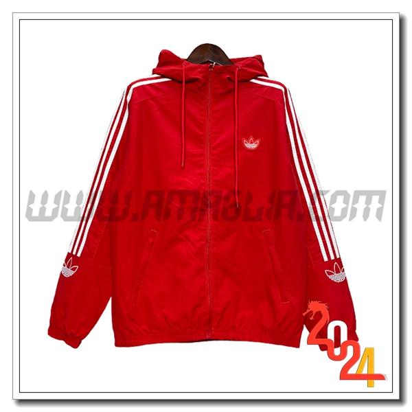 Giacca A Vento Adidas Rosso/Bianco 2024 2025