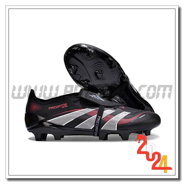 Adidas Scarpe Da Calcio 25 Predator Elite Tongue FG Nero/Grigio/Rosso
