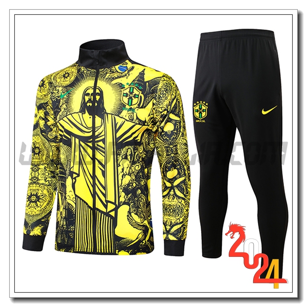 Tuta Giacca Allenamento Brasile Giallo/Nero 2024 2025