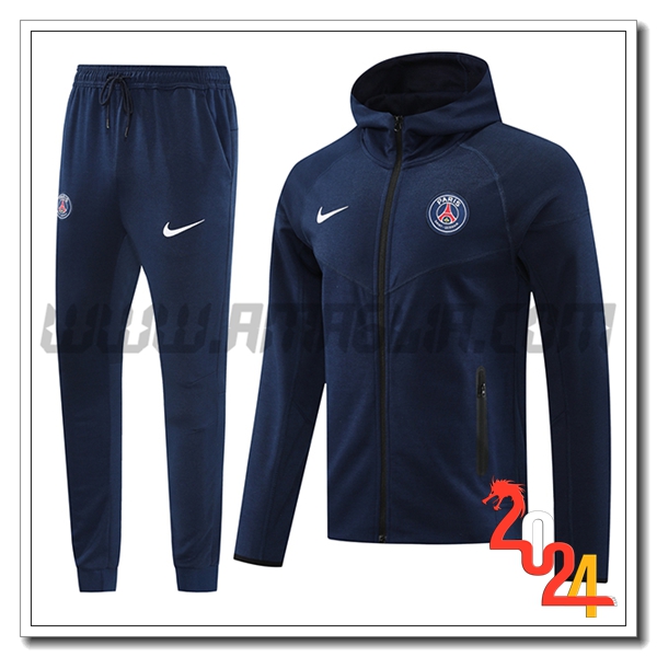 Giacca Con Cappuccio Tuta Giacca A Vento PSG Blu Reale 2024 2025