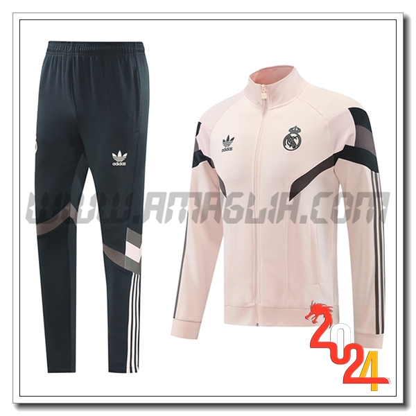 Tuta Giacca Allenamento Real Madrid Rosa/Nero/Grigio 2024 2025