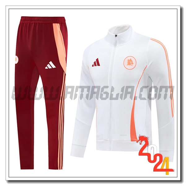 Tuta Giacca Allenamento AS Roma Bianco/Arancia 2024 2025