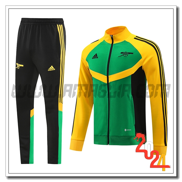 Tuta Giacca Allenamento Arsenal Verde/Giallo/Nero 2024 2025