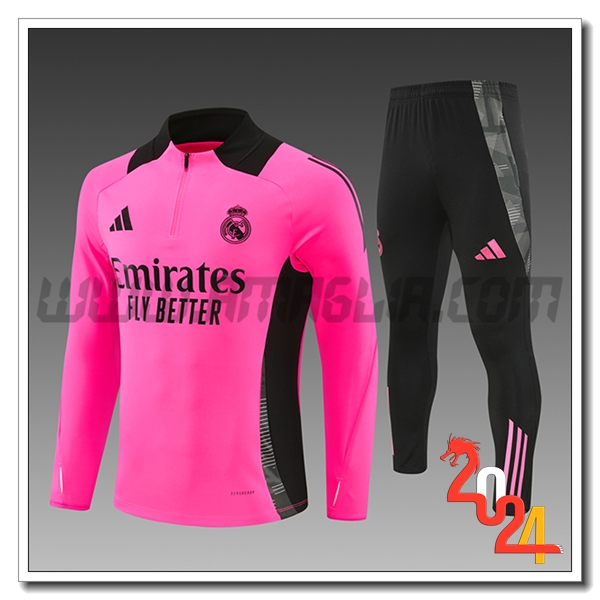 Tuta Allenamento Real Madrid Bambino Rosa/Nero 2024 2025