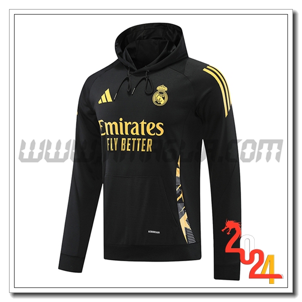 Felpa Allenamento Cappuccio Real Madrid Giallo/Nero 2024 2025
