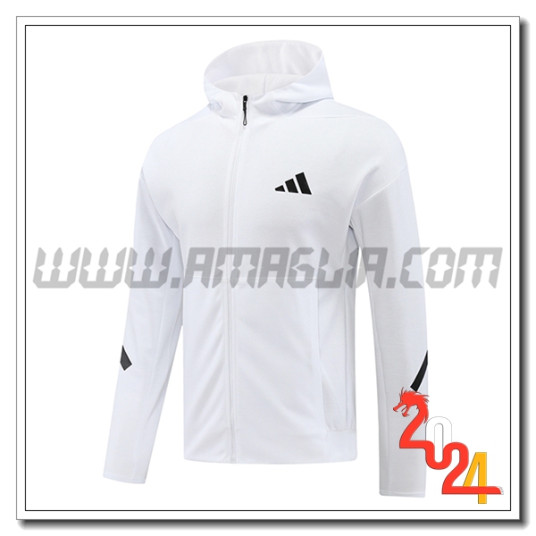 Giacca Con Cappuccio Adidas Bianco/Nero 2024 2025