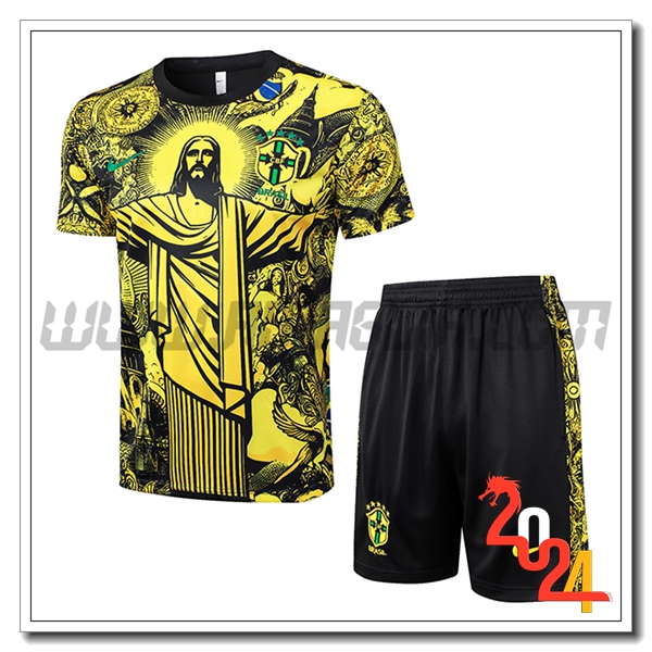 Kit Maglia Allenamento Brasile Giallo/Nero 2024 2025