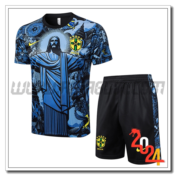 Kit Maglia Allenamento Brasile Blu/Nero 2024 2025