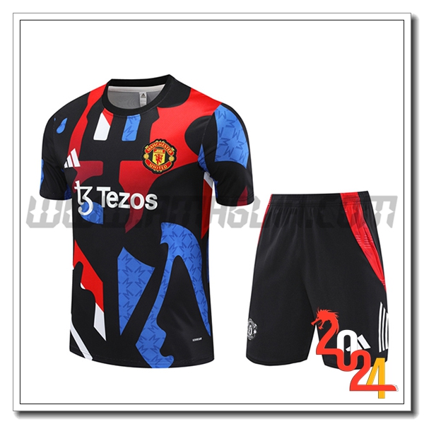 Kit Maglia Allenamento Manchester United Nero/Blu/Rosso 2024 2025