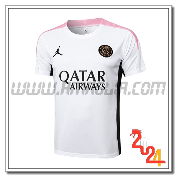 T Shirt Allenamento PSG Bianco/Nero/Rosa 2024 2025