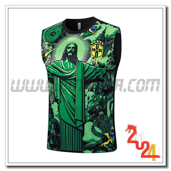 Canotta Allenamento Brasile Verde/Nero 2024 2025