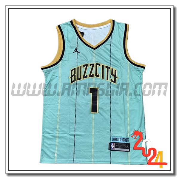 Maglia Charlotte Hornets (BALL #1) 2024/25 Verde/Nero/Giallo