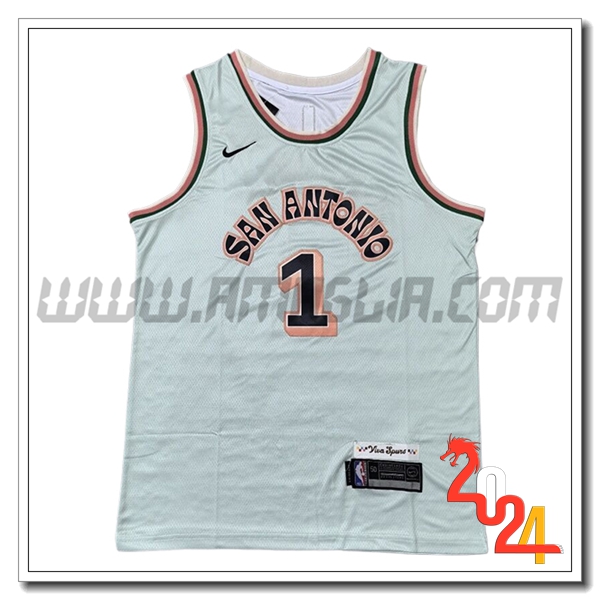 Maglia San Antonio Spurs (WEMBANYAMA #1) 2024/25 Bianco/Arancia/Nero