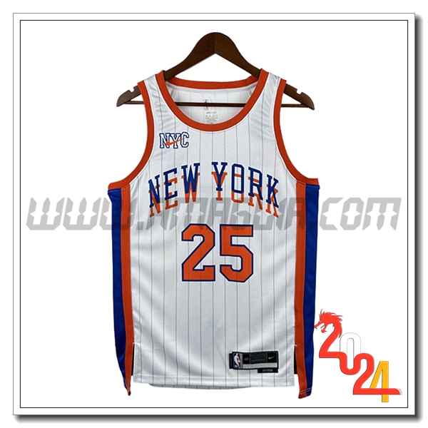Maglia New York Knicks (BRIDGES #25) 2024/25 Bianco/Arancia -02