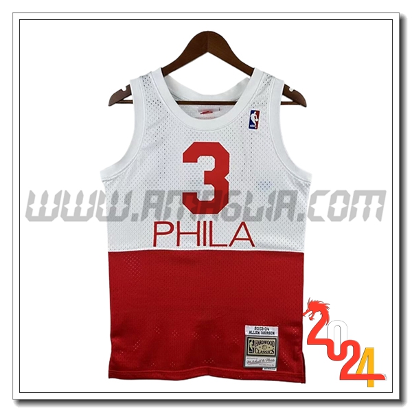 Maglia Philadelphia 76ers (IVERSON #3) 2023/24 Bianco/Rosso