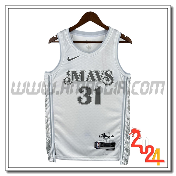Maglia Dallas Mavericks (THOMPSON #31) 2024/25 Bianco/Grigio