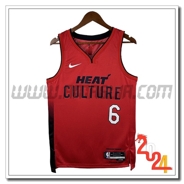 Maglia Miami Heat (JAMES #6) 2024/25 Rosso/Nero