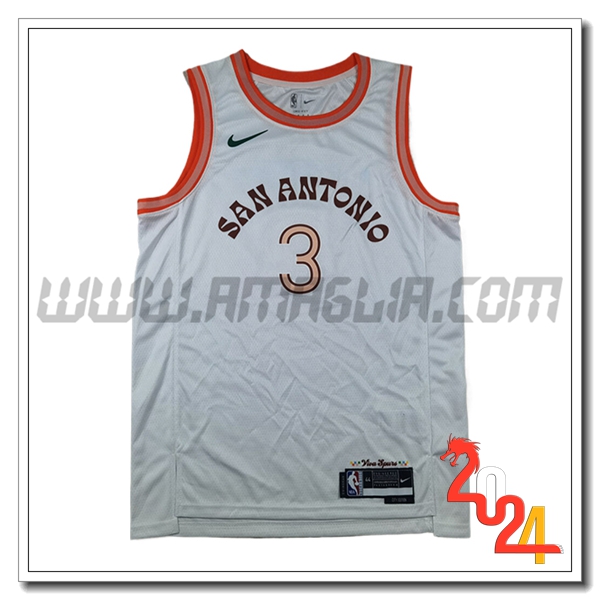Maglia San Antonio Spurs (PAUL #3) 2024/25 Bianco/Arancia