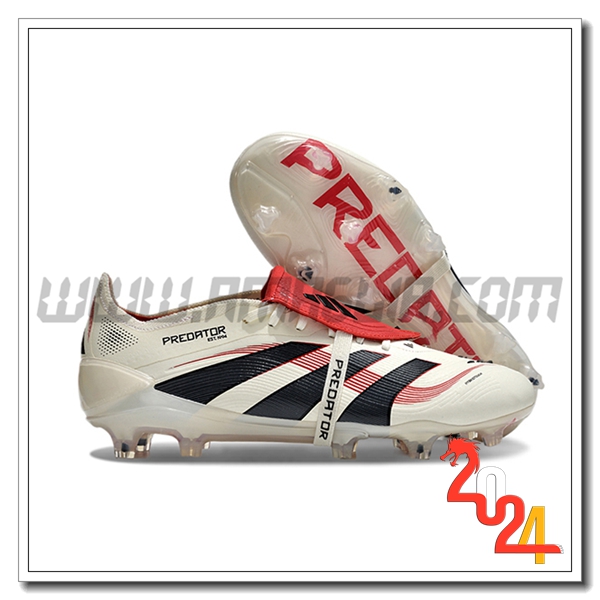 Adidas Scarpe Da Calcio 25 Predator Elite Tongue FG Bianco/Nero/Rosso -02