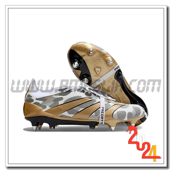 Adidas Scarpe Da Calcio Predator Elite Tongue SG Bianco/Giallo/Grigio