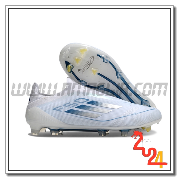 Adidas Scarpe Da Calcio F50 Elite Laceless FG Bianco/Blu