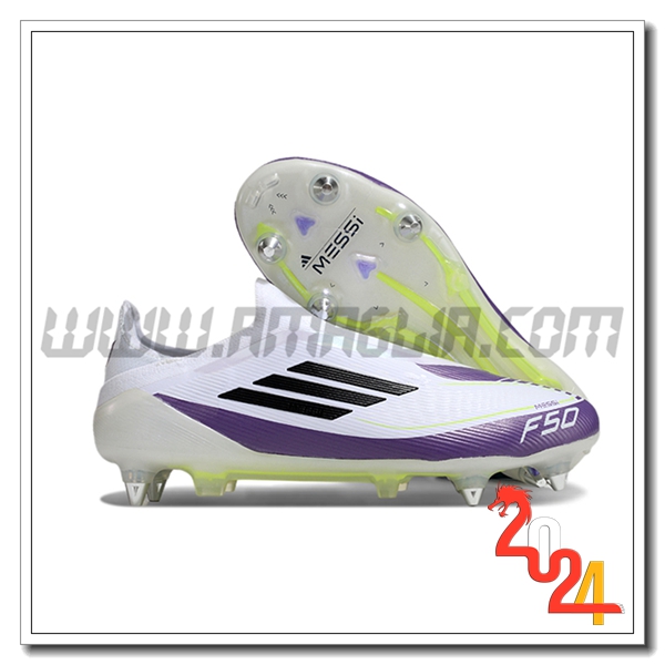 Adidas Scarpe Da Calcio F50 Elite Laceless SG Bianco/viola/Nero
