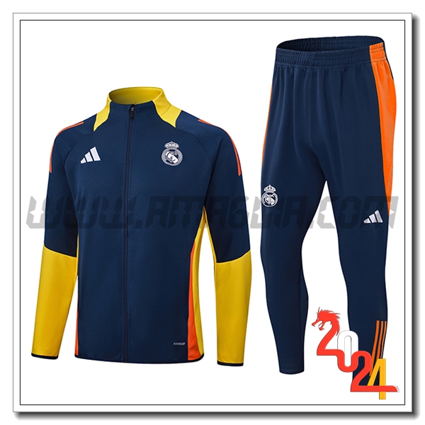 Tuta Giacca Allenamento Real Madrid Blu/Giallo/Arancia 2024 2025
