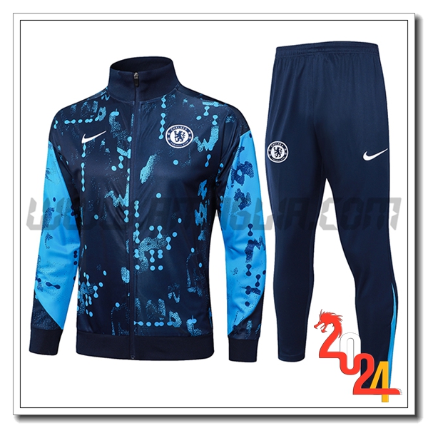 Tuta Giacca Allenamento FC Chelsea Blu Scuro 2024 2025