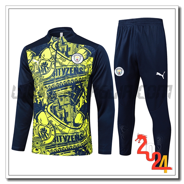 Tuta Allenamento Manchester City Nero/Verde 2024 2025