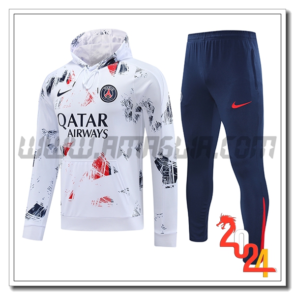 Felpa Con Cappuccio Tuta PSG Bianco 2024 2025
