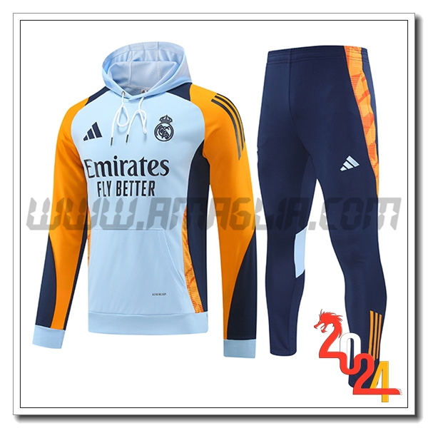 Felpa Con Cappuccio Tuta FC Barcellona Blu/Arancia 2024 2025