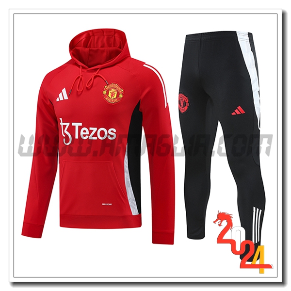 Felpa Con Cappuccio Tuta Manchester United Rosso 2024 2025
