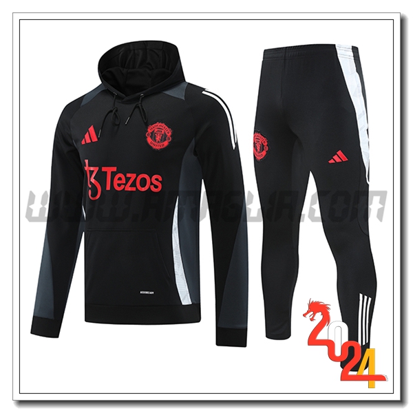 Felpa Con Cappuccio Tuta Manchester United Nero 2024 2025