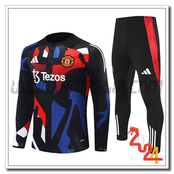 Tuta Allenamento Manchester United Nero/Rosso/Blu 2024 2025