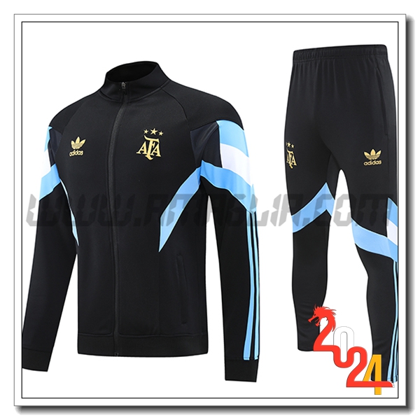 Tuta Giacca Allenamento Argentina Nero/Blu 2024 2025 -03