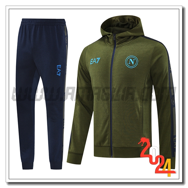 Giacca Con Cappuccio Tuta Giacca A Vento SSC Napoli Verde/Blu 2024 2025