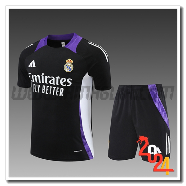 Kit Maglia Allenamento Real Madrid Bambino Nero/Bianco/viola 2024 2025