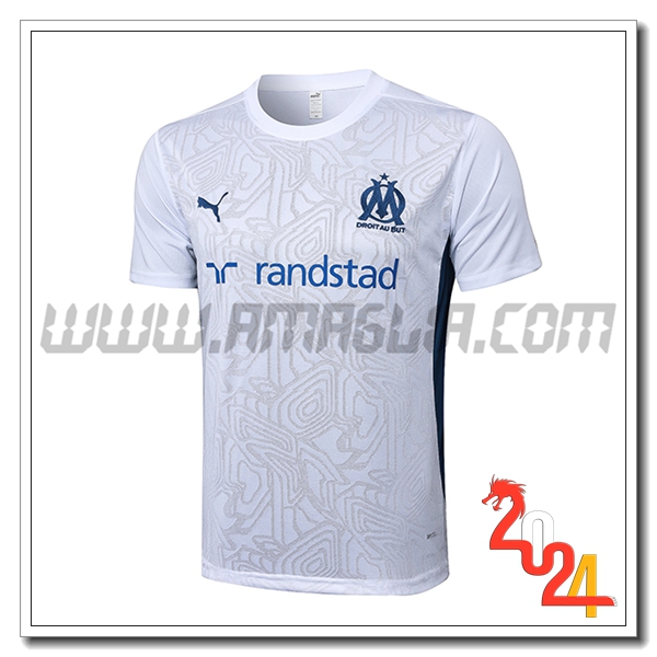 T Shirt Allenamento Marsiglia Bianco/Blu 2024 2025