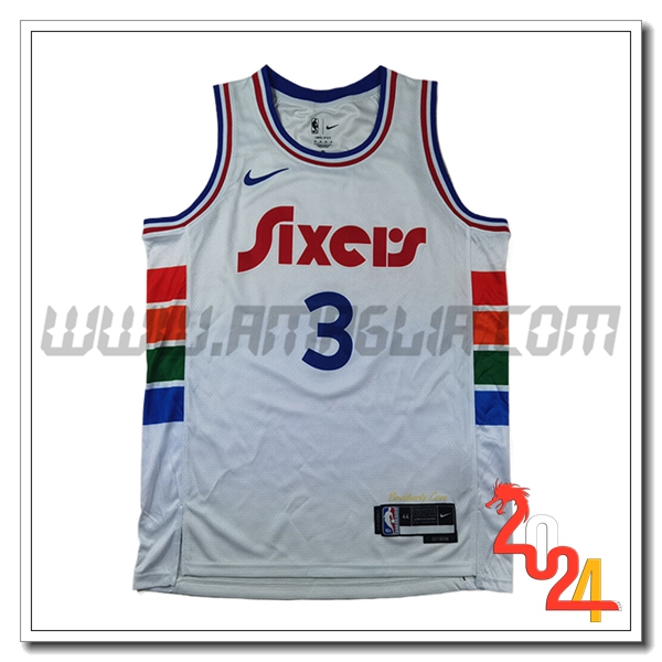 Maglia Philadelphia 76ers (IVERSON #3) 2024/25 Bianco -02