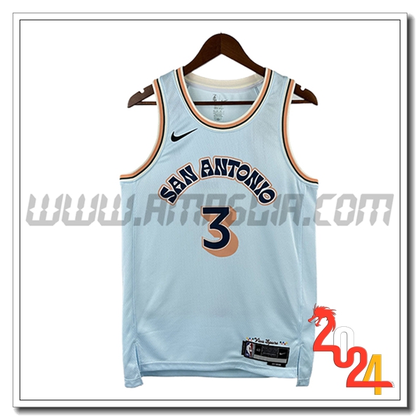 Maglia San Antonio Spurs (PAUL #3) 2024/25 Bianco/Arancia/Nero
