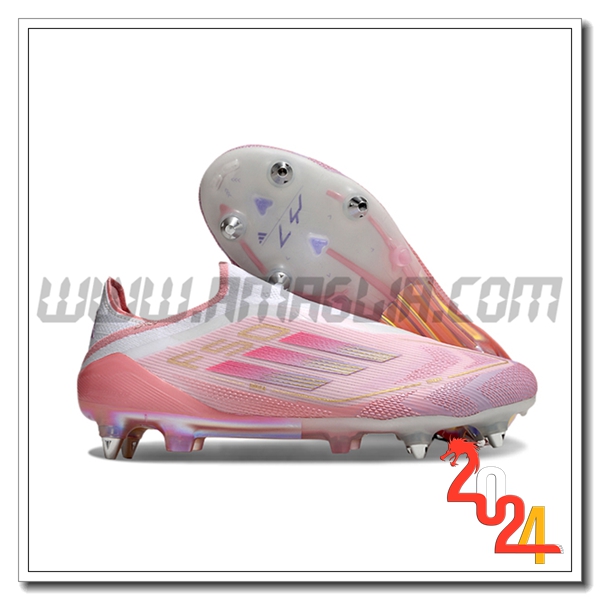 Adidas Scarpe Da Calcio F50 Elite Laceless SG Rosa/Bianco -02
