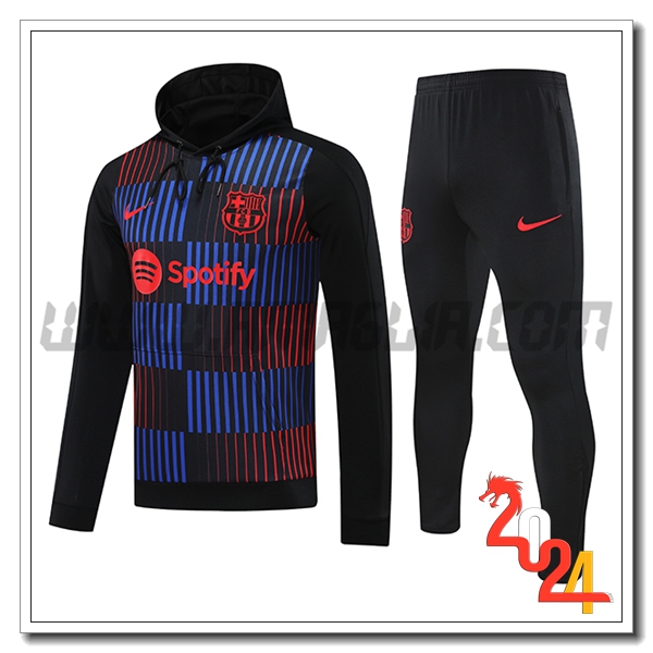 Felpa Con Cappuccio Tuta FC Barcellona Nero/Blu/Rosso 2024 2025