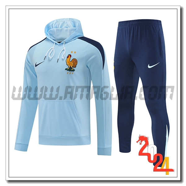 Felpa Con Cappuccio Tuta Francia Azzurro 2024 2025