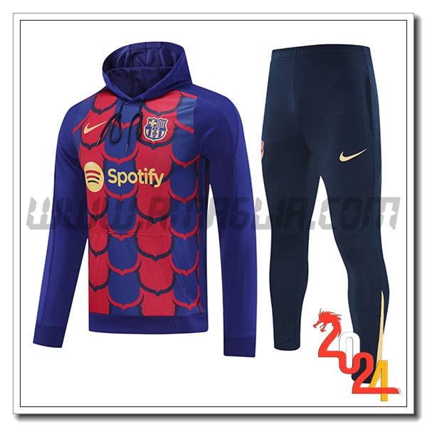 Felpa Con Cappuccio Tuta FC Barcellona Blu/Rosso 2024 2025