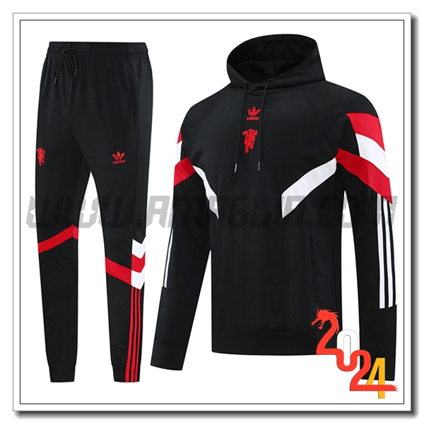 Felpa Con Cappuccio Tuta Manchester United Nero/Rosso/Bianco 2024 2025