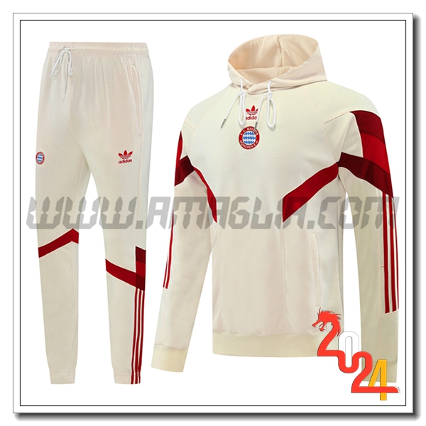Felpa Con Cappuccio Tuta Bayern Monaco Beige/Rosso 2024 2025