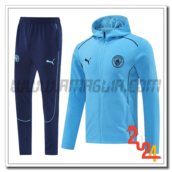 Giacca Con Cappuccio Tuta Manchester City Blu 2024 2025